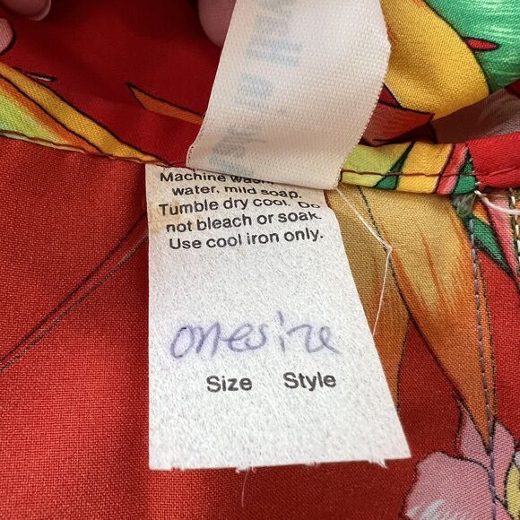 Vintage Hawaiian Red‎ Floral Wrap Mini Skirt Beach Coverup One Size - Picture 4 of 5